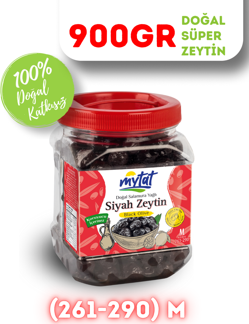 Doğal Gemlik Özel Siyah Zeytin 900 gr (261-290) M