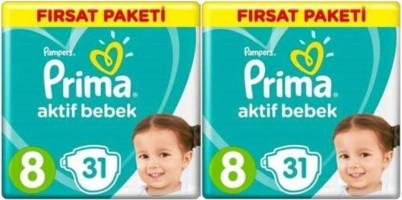 8 Beden Bebek Bezi  62 Adet
