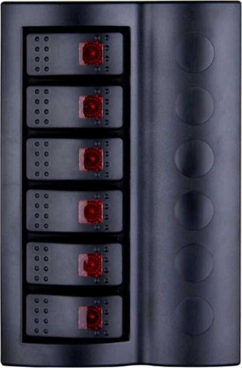 Otomatik Sigortalı Işıklı Switch Panel, 6 Anahtarlı