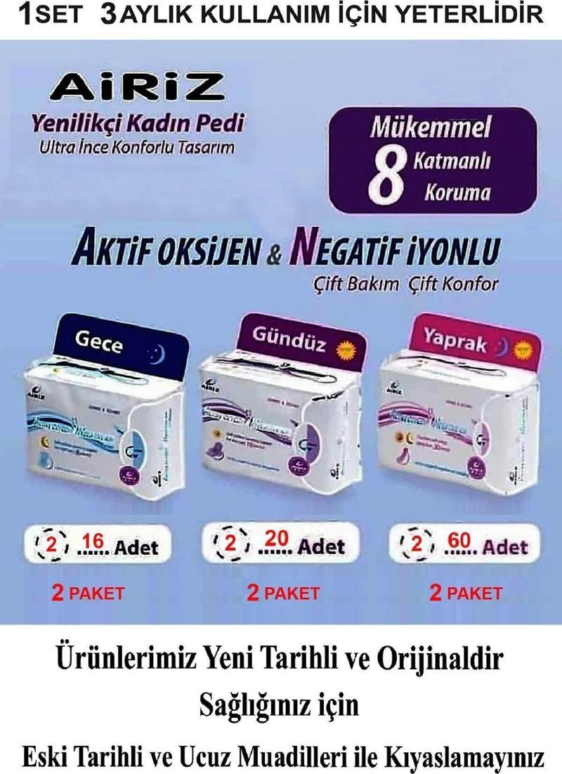 Tiens 6lı Set 96adet 2 Gündüz Hijyenik Ped 2 Günlük Hijyenik Ped 2 Gece Hijyenik Ped