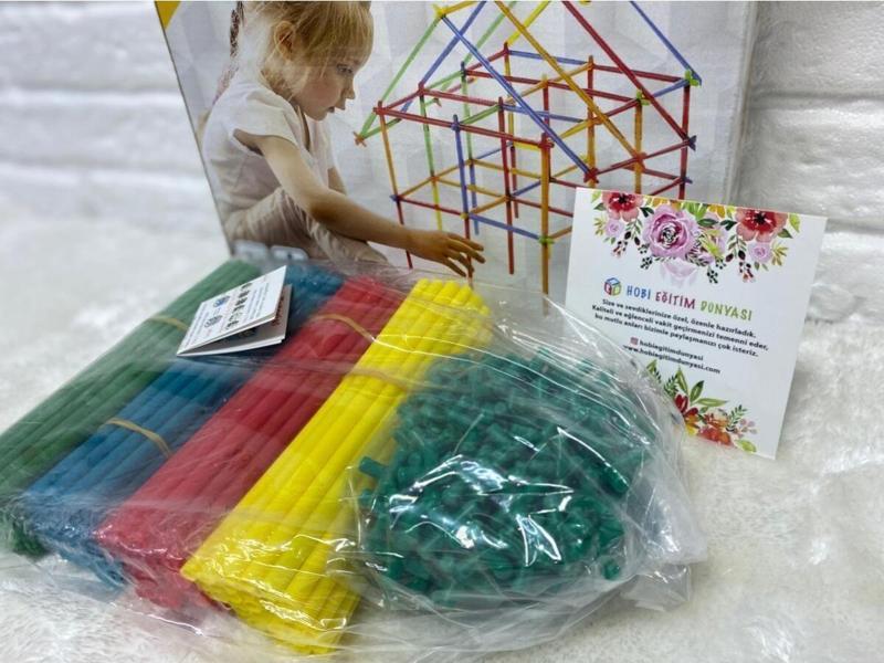 Bambu Pipet Çubuk Hafıza Ilişki Kurma Zeka Dikkat Çocuk Beceri Gelişim Oyuncağı 300 Parça