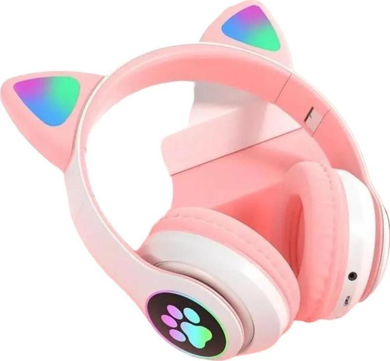 Pembe Kedi Kulak Üstü Kablosuz Bluetooth Kulaklık Stn-28