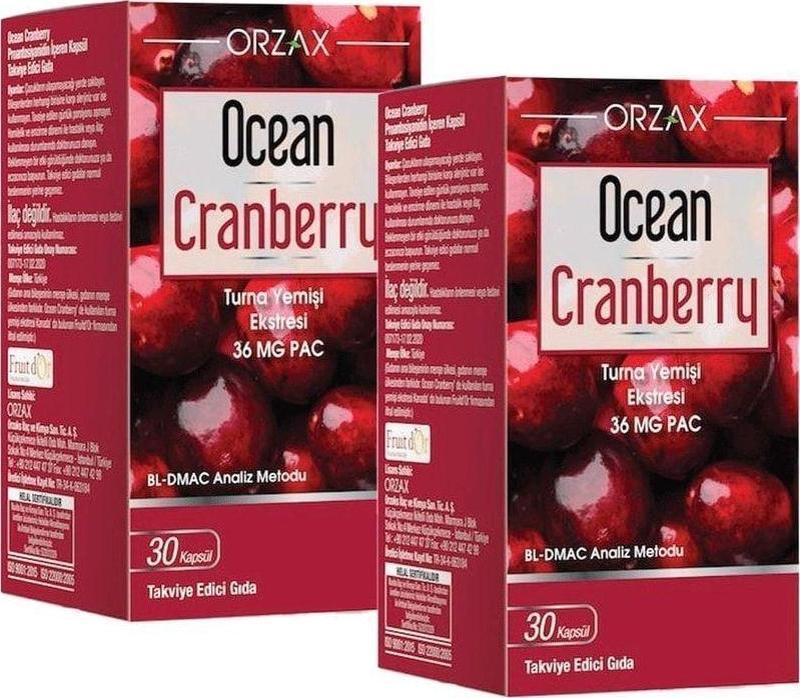 Orzax Ocean Cranberry Turna Yemişi Ekstresi 36 Mg Pac 30 Kapsül 2 Adet