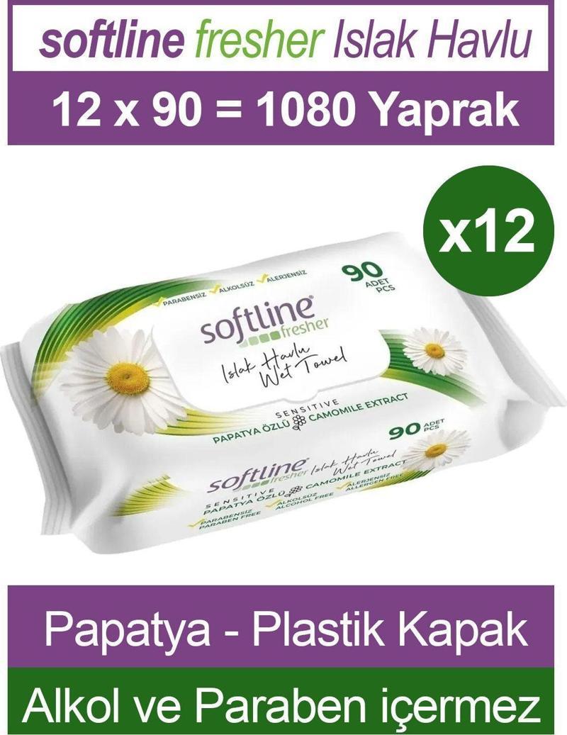 Fresher Sensitive 90 Yaprak 12 Paket Islak Mendil Papatya