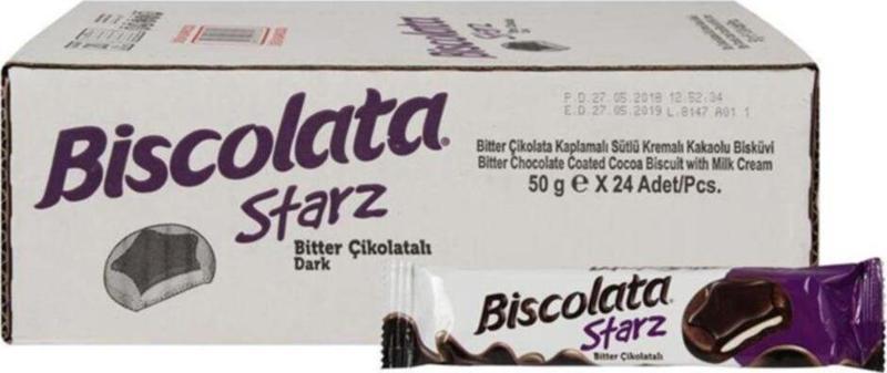 Starz Bitter Çikolata Kakaolu Bisküvi 82 Gr X 24 Ad