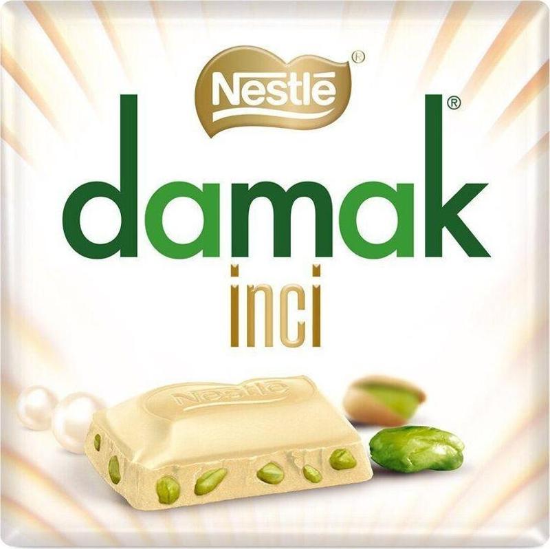 Damak İnci Antep Fıstıklı Beyaz Çikolata Kare 60 Gr X 12 Adet