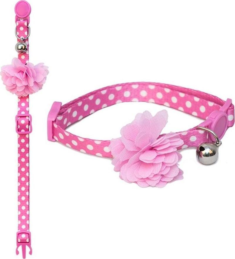Pembe Çiçekli Kedi Boyun Tasması
