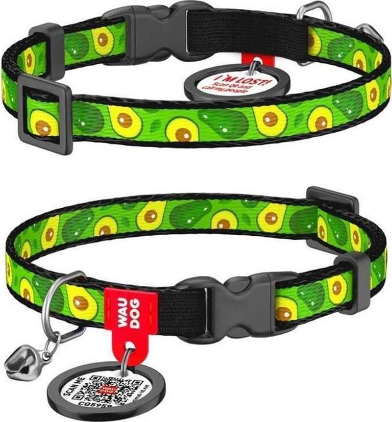 Collar QR Pasaportlu Kedi Boyun Tasması 20-30 Cm 10 MM "Avocado"