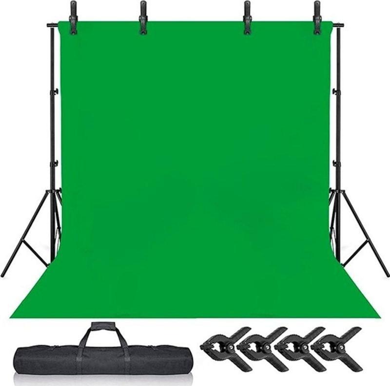 Green Screen Greenbox Yeşil Fon Perde 2X3M  Fon Standı 4 Mandal