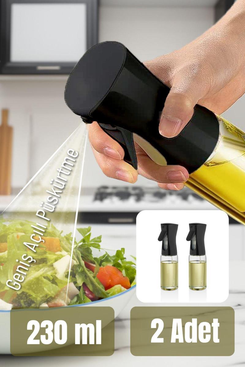 2li Airfryer Sprey Yağdanlık Cam Şişe - Izgara Fritöz Salata Yağ Püskürtücü Siyah