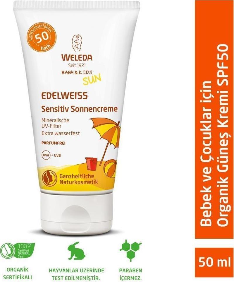 Bebek ve Çocuklar İçin Yüksek Koruma Faktörlü Mineral Filtreli Güneş Kremi SPF50 50ml