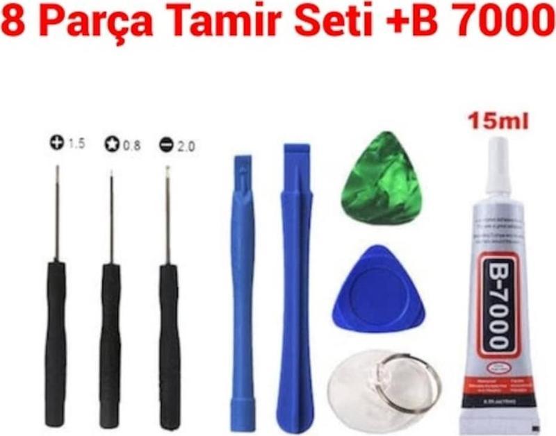 Telefon Ekran Açma Seti Tamir Kiti 8 Parça Sökme Takımı+B7000 Yapıştırıcı  (432042630)