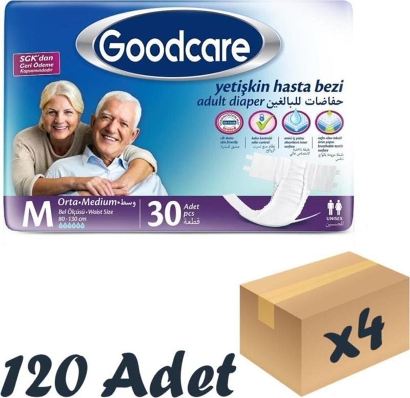 Bel Bantlı Yetişkin Hasta Bezi Medium 30 Lu 4 Paket 120 Adet