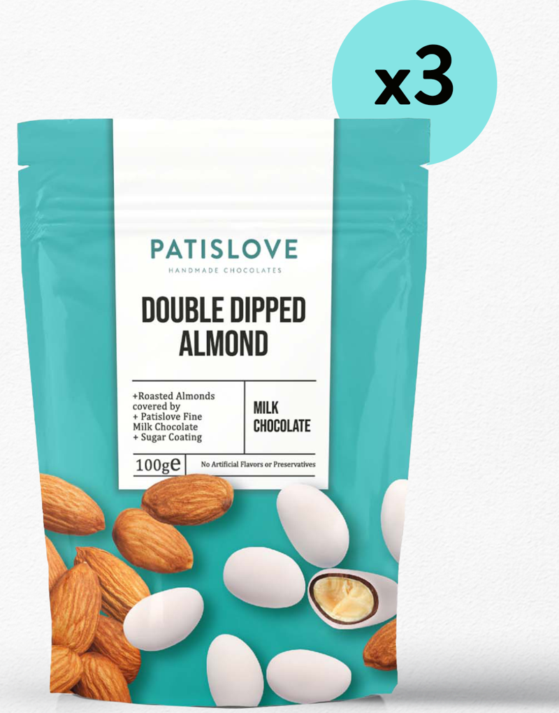 Patislove Sütlü Çikolatalı Çift Kaplı Badem Draje 100g x 3 Adet