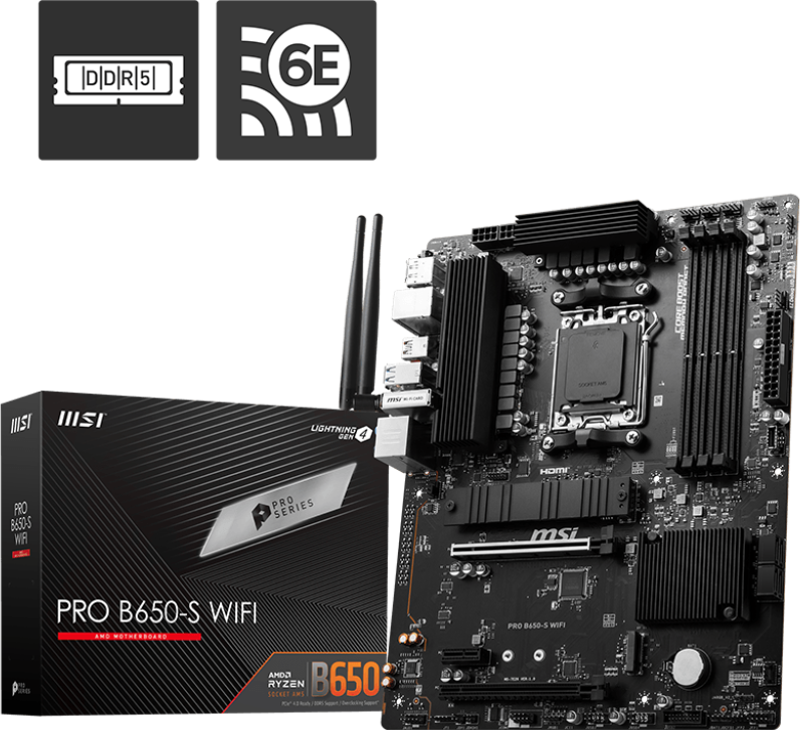 PRO B650-S WIFI DDR5 7200(OC)MHz HDMI DP M.2 ATX AM5