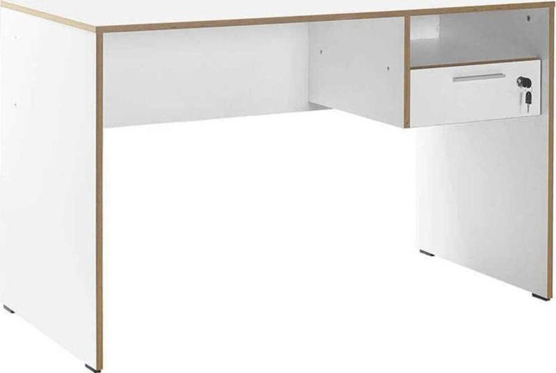 Concept Kilitli Çekmeceli Çalışma Masası-Mat Lake BeyazKontra 120x75x60 cm (GxYxD)