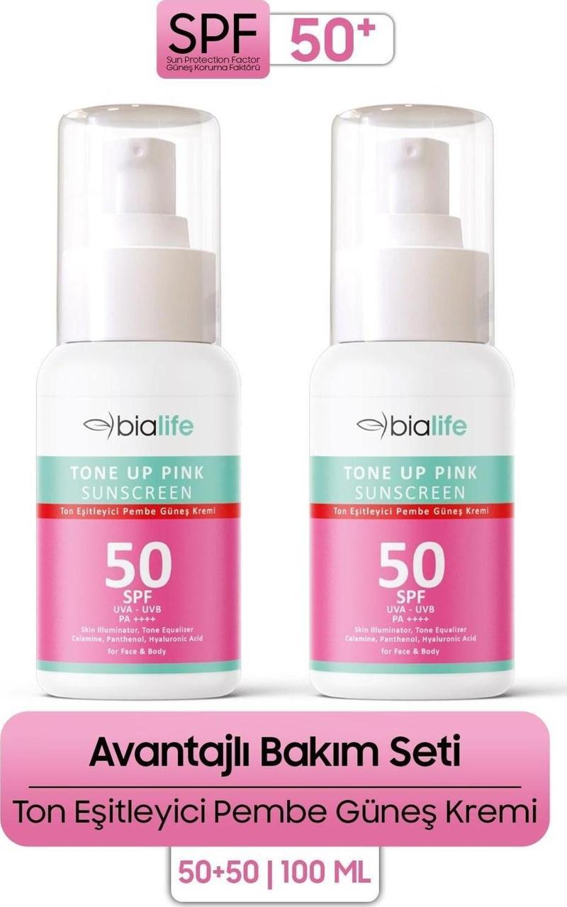Ton Eşitleyici SPF-50 PEMBE Güneş Kremi 2'li SET - Bialife