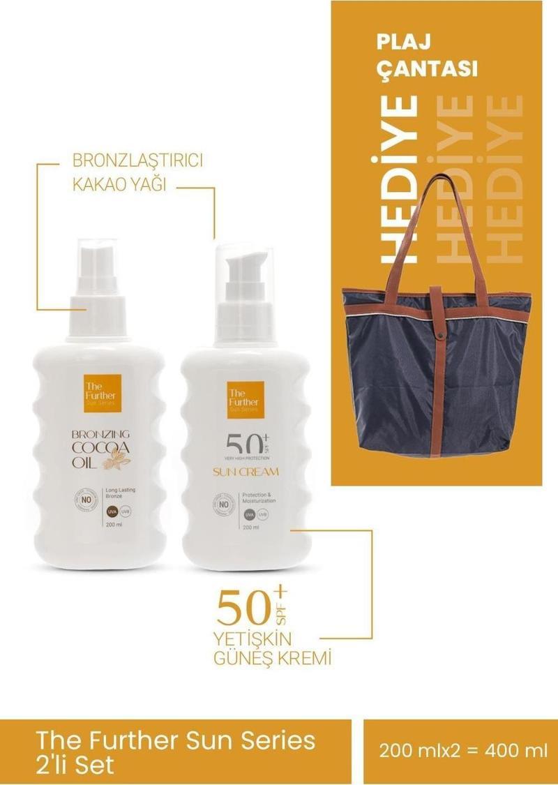 Güneş Koruyucu Losyon Spf 50 Faktör 200 mL + Bronzlaştırıcı 200 mL + Plaj Çantası Hediye