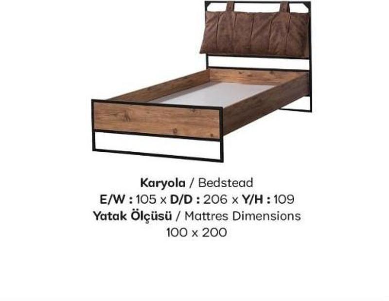 Karyola Urlu Loft 18385 Model Metal Kaliteli Suntalam 100*200 Dolgun Başlık 