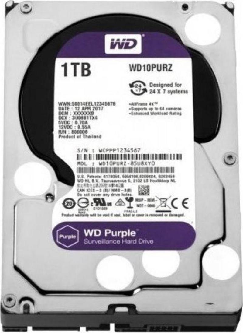 WD 1tb Wd Purple Sata 6gb/s 64MB Dv 7X24 WD10PURZ