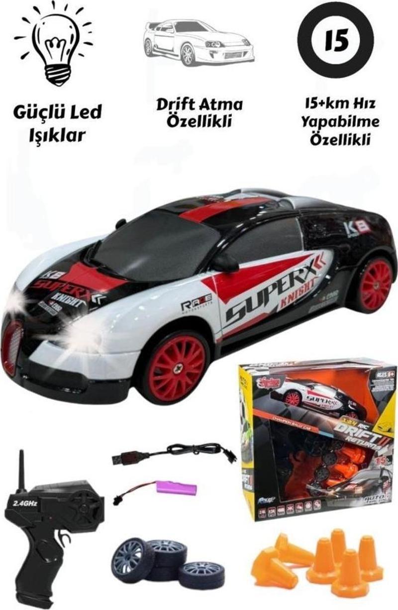 Vardem Işıklı Uzaktan Kumandalı Full Fonksiyon 2.4G Şarjlı 1:24 Drift Atan Araba RC Yarış Arabası 15+km Hız