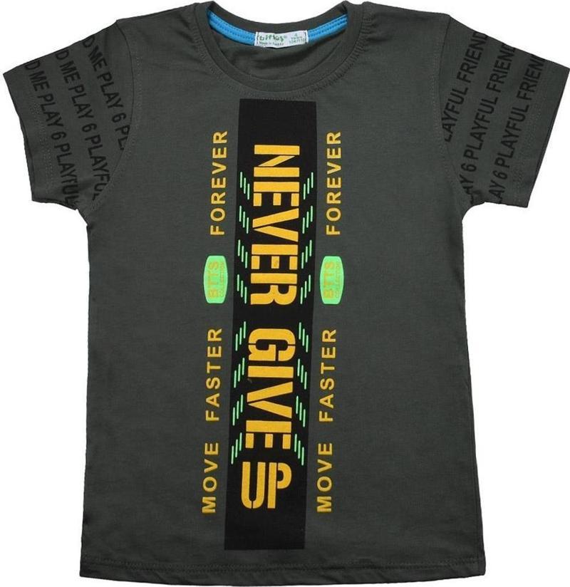 Never Gıve Up Baskılı Erkek Bebek Tshirt Yeşil