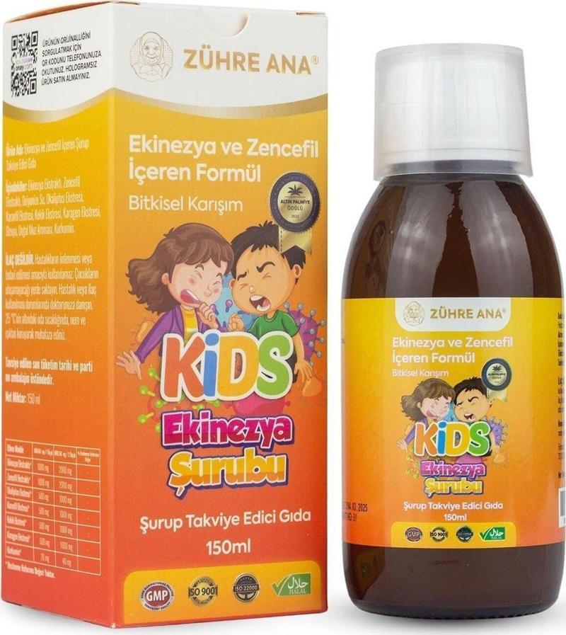 Kids Öksürük Şurubu Çocuklar Için - Ekinezya Ve Zencefil Içeren Şurup 150 Ml