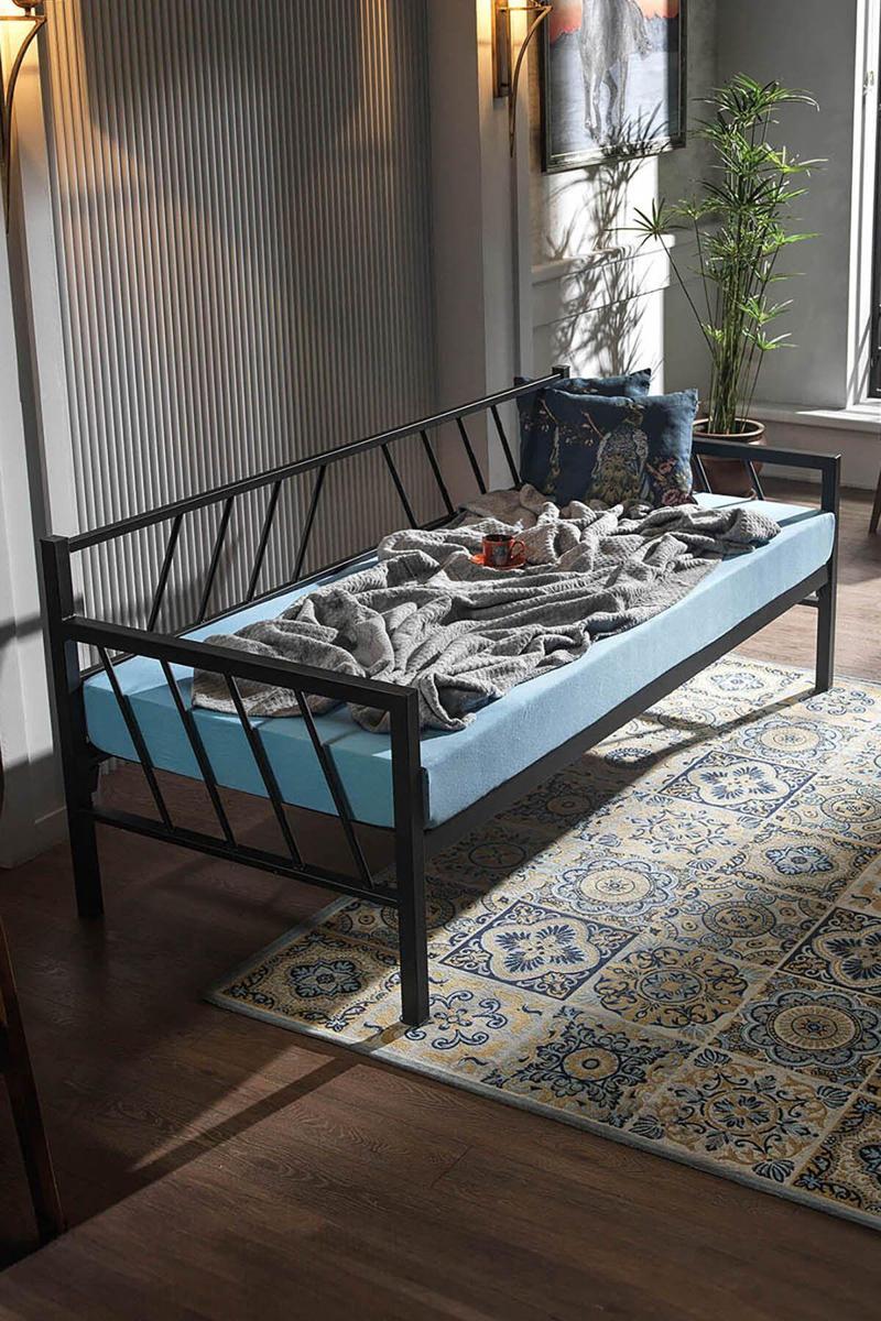 Glory Daybed Tek Kişilik Sedir Metal Karyola 90 x 200 Siyah