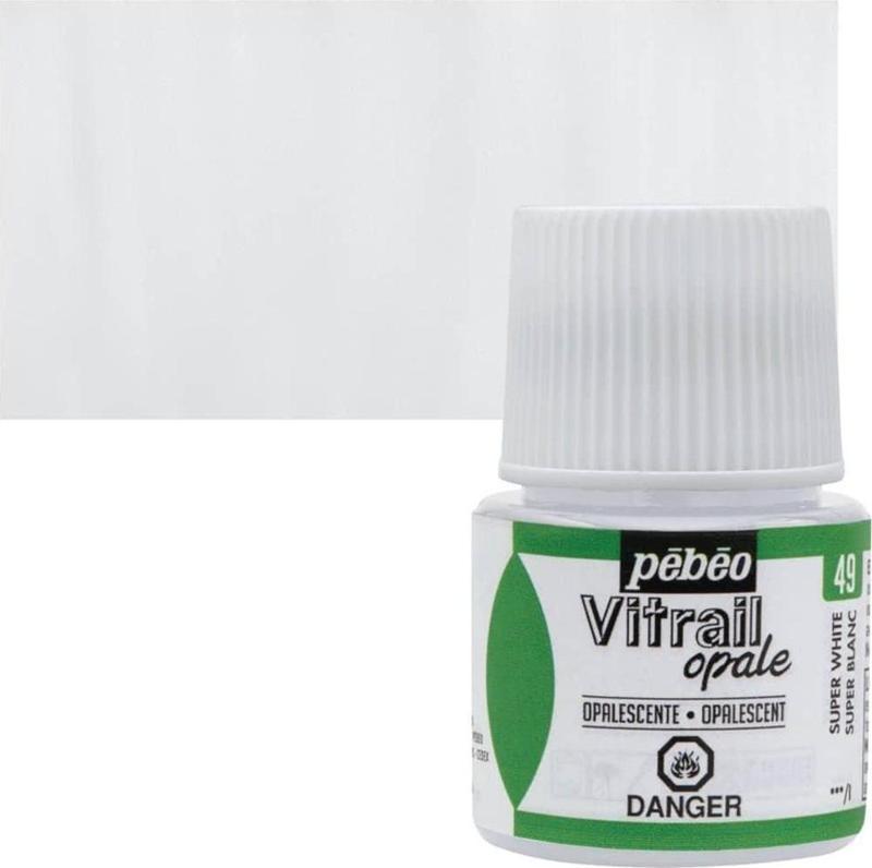 Vitrail Cam Boyası 45 ml. 49 Super White Opak (Örtücü)