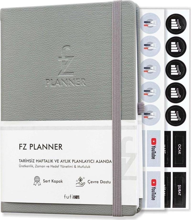 Fz Planner Tarihsiz Haftalık Planlayıcı Deri Ajanda Gri