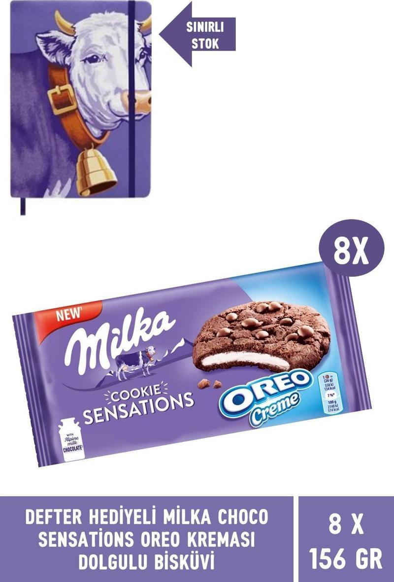 Defter Hediyeli Milka Choco Sensations Oreo Kremalı Bisküvi 156 gr- 8 Adet