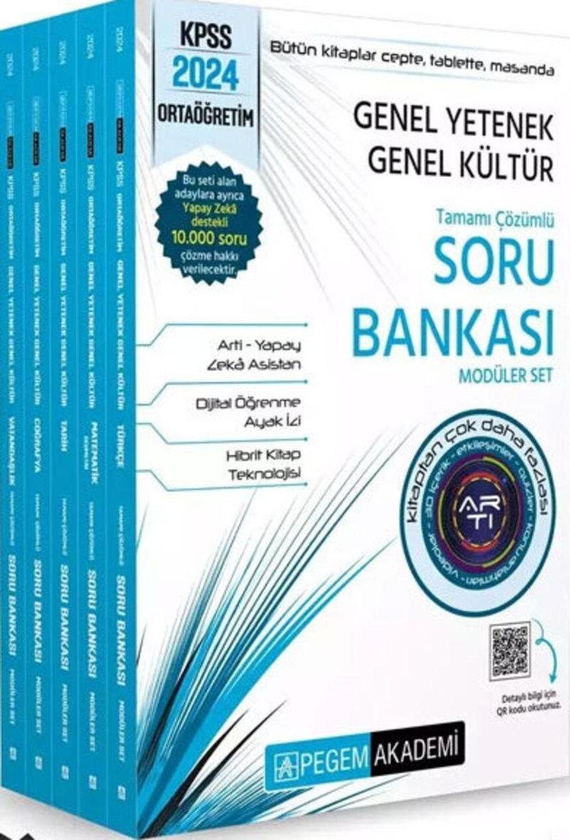 2024 KPSS Genel Yetenek Genel Kültür Ortaöğretim Tamamı Çözümlü Soru Bankası Modüler Set (5 Kitap)