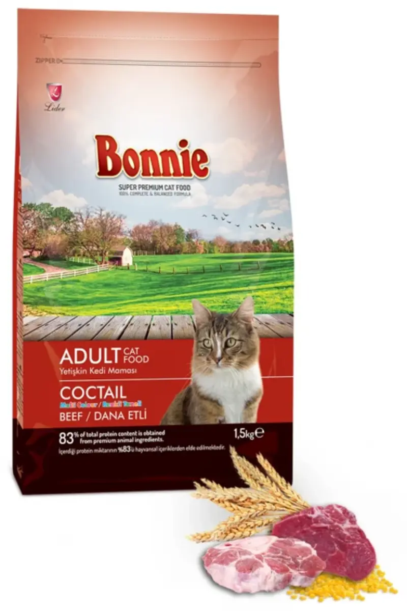 Renkli Taneli Dana Etli Yetişkin Kedi Maması 1,5 Kg