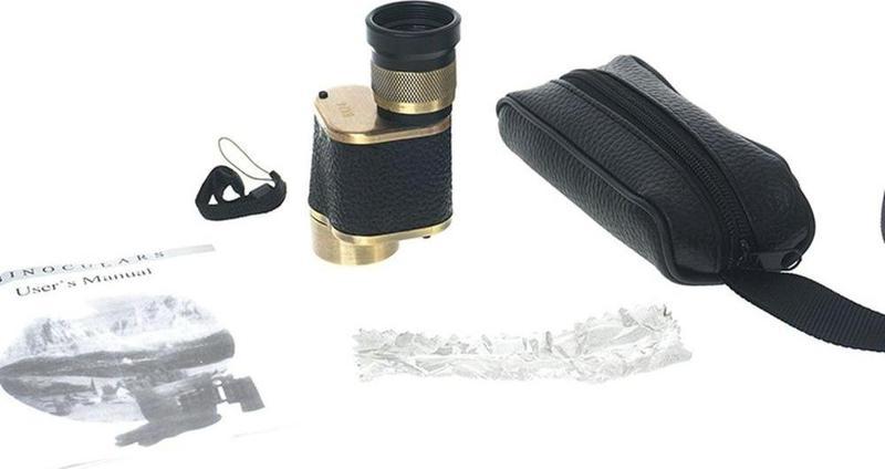 6X24 Baigish Askeri Tarzi Pirinç Ve Deri Kaplamalı Deri Çantalı Monocular Dürbün Sarı