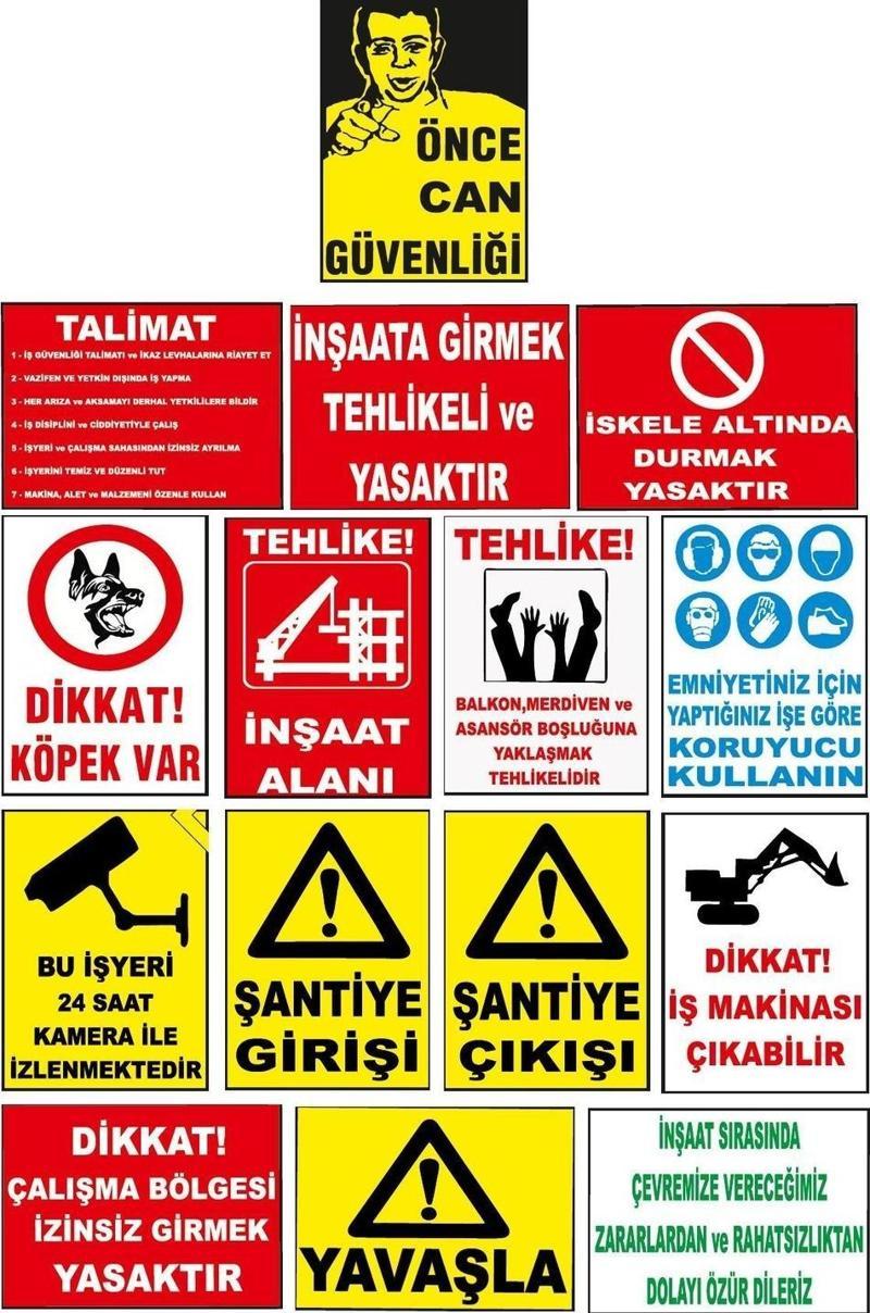 Şantiye İnşaat Uyarı Levhası -15 Adet Pvc Levha Kolay Montaj 