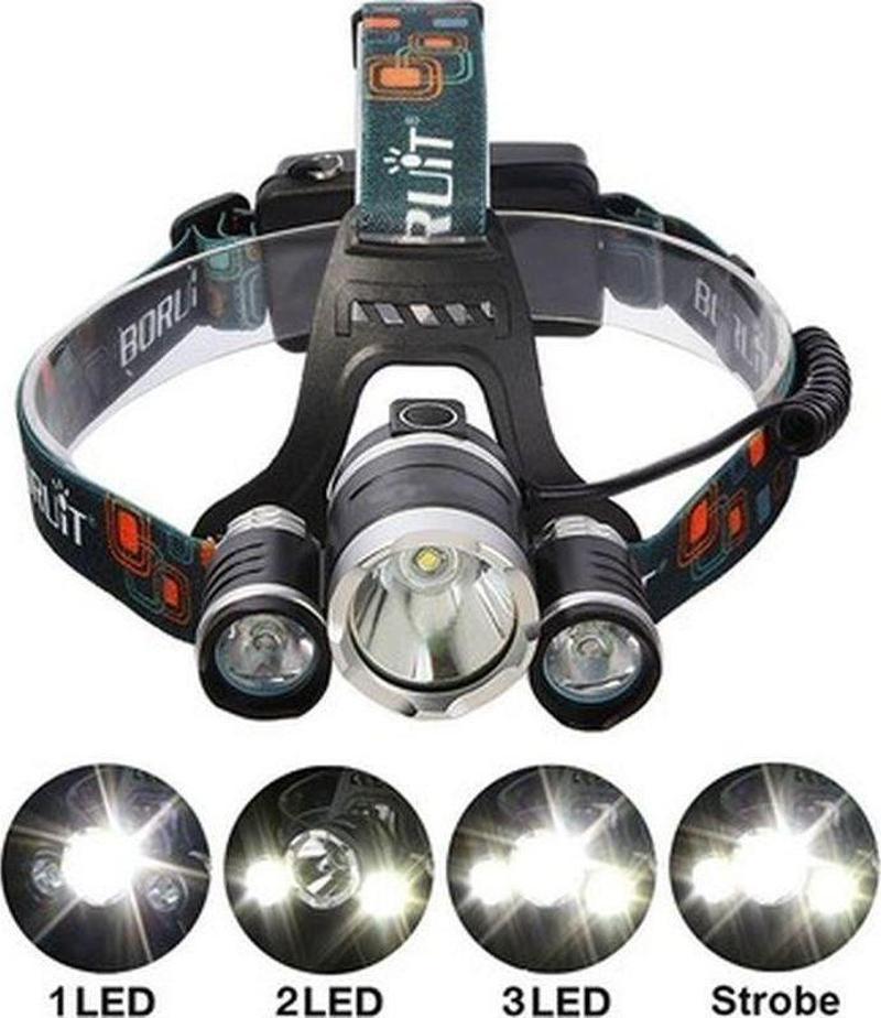 T6 Kafa Feneri 5000 Lumens 3Xcree Xm-T6+2R5 Lamba Led Kamp Lambası