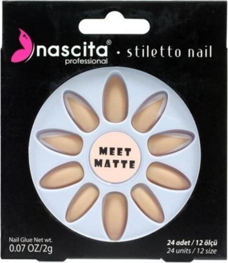 Stiletto Matte French Nails Takma Tırnak