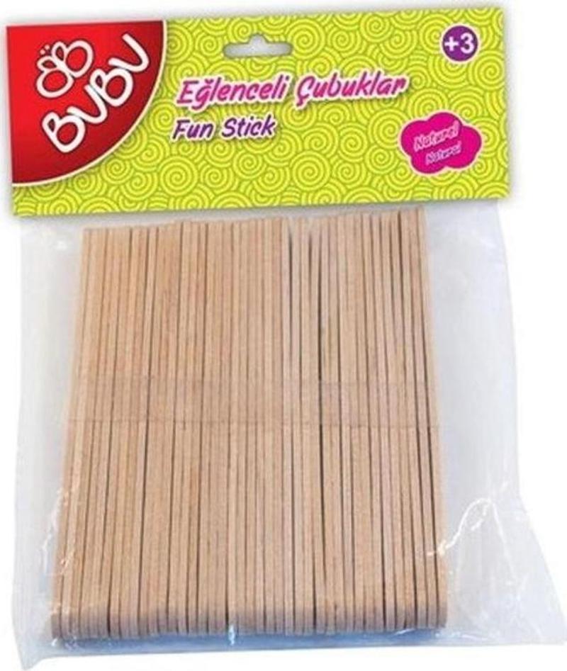 Eğlenceli Çubuklar Naturel 11,5x1 cm 40'lı (Dondurma Çubuğu)
