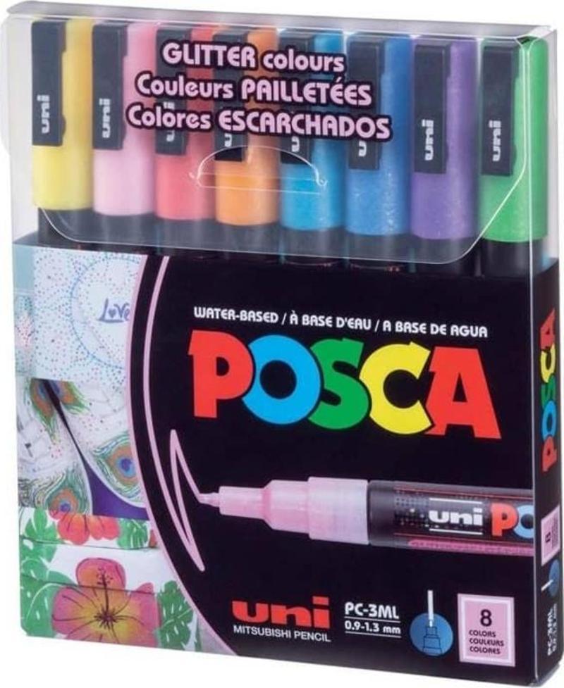 Posca PC-3M Boyama Markörü 0.9-1.3 mm 8'li Set Simli Renkler