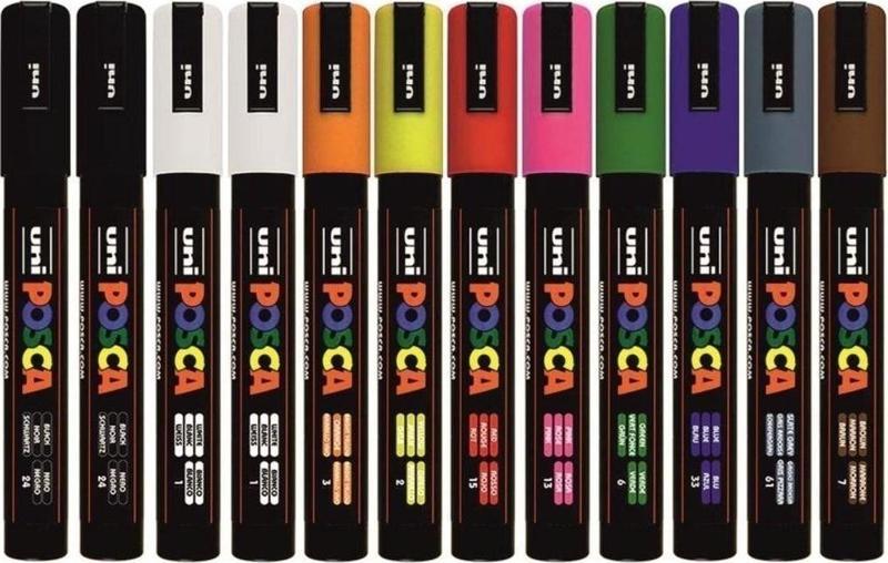 Posca Marker Pc-3m 12'li Set (2 Siyah 2 Beyaz)