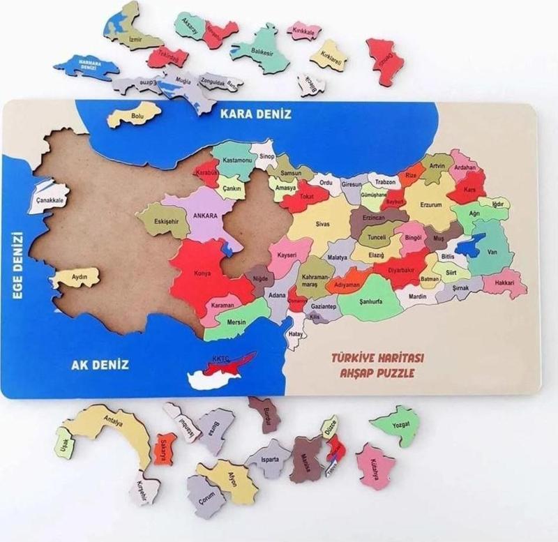 Ahşap Türkiye Haritası Puzzle Eğitici Ahşap Set