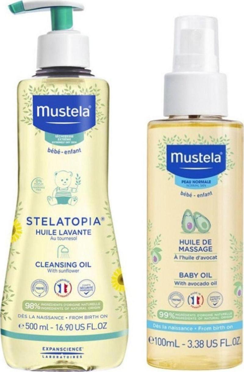 Stelatopia Temizleme Yağı 500 Ml- Mustela Bebek Bakım Masaj Yağı 100Ml