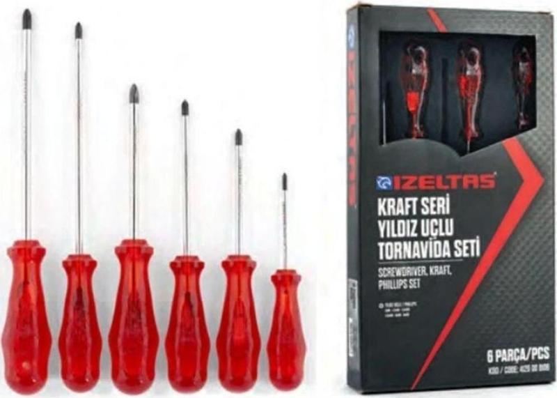 4120008106 Kraft Seri Yıldız Uçlu Tornavida Takımı 6 Parça