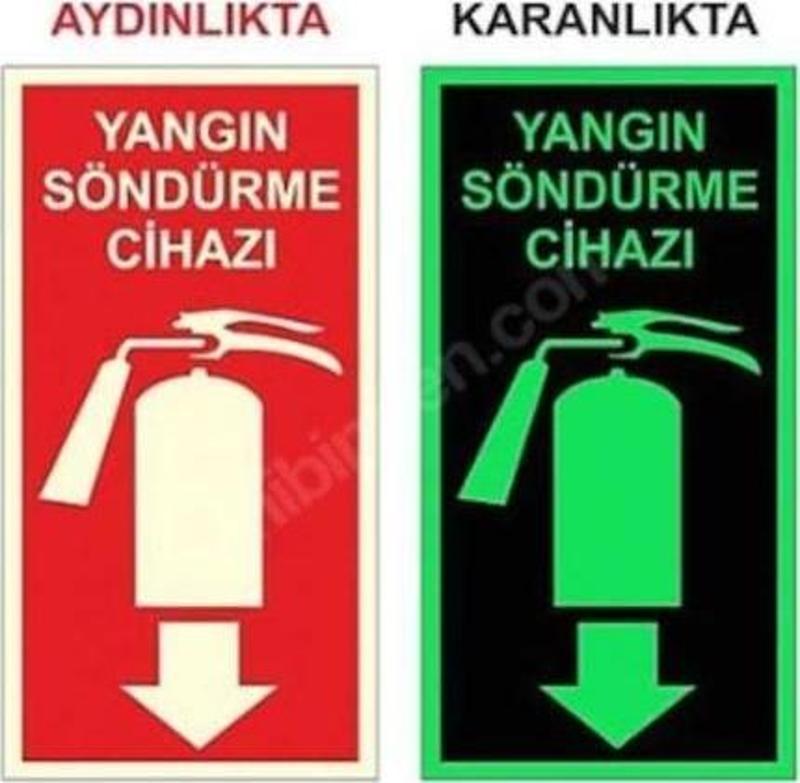 5 Adet Fosforlu Yangın Tüpü Söndürme Cihazı Levhası