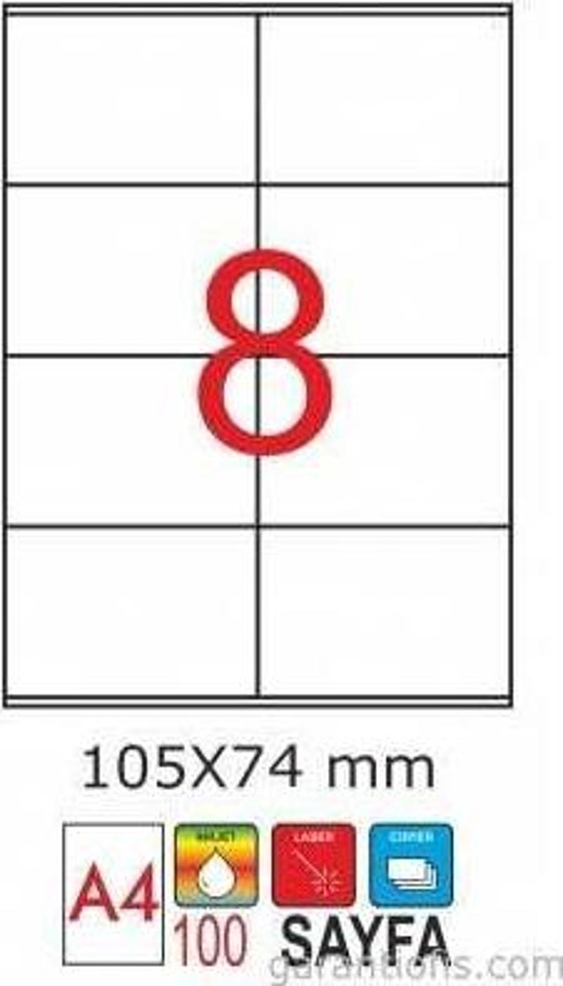 2055 Laser A4 Sayfa Etiketi 105x74,25mm (100 lü Paket)