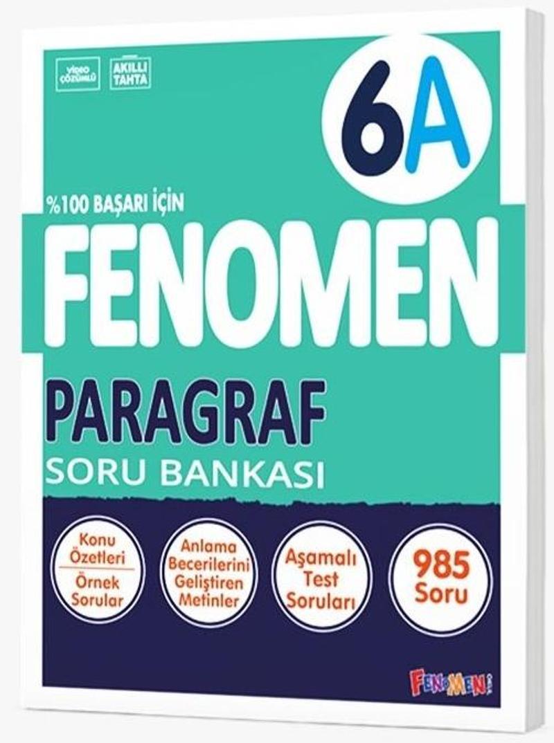 Fenomen Okul 2024 6. Sınıf Paragraf A Soru Bankası Yeni Nesile Kolay Geçiş