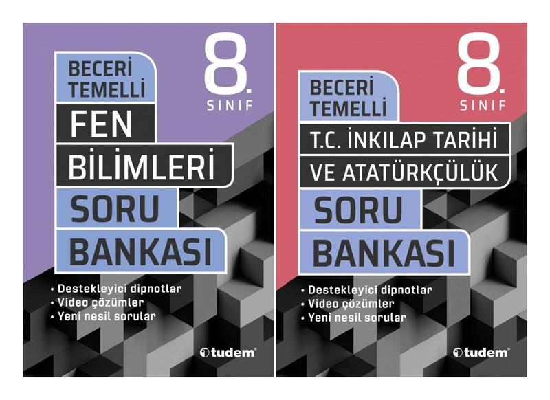 Tudem 8. Sınıf Fen Bilimleri + İnkılap Tarihi Beceri Temelli Soru Seti 2 Kitap 2023