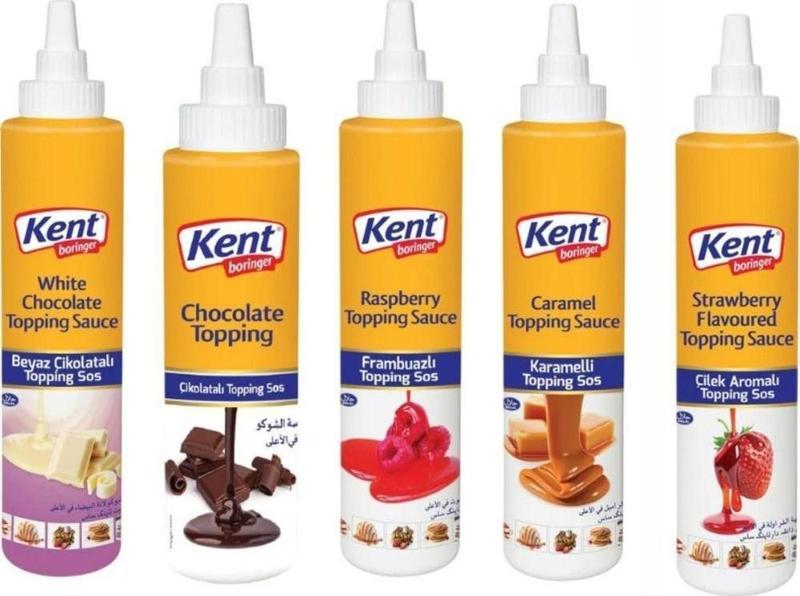 Topping Sos Seti (Dekor Sosu) Frambuaz Çikolata Karamel Çilek Beyaz Çikolata