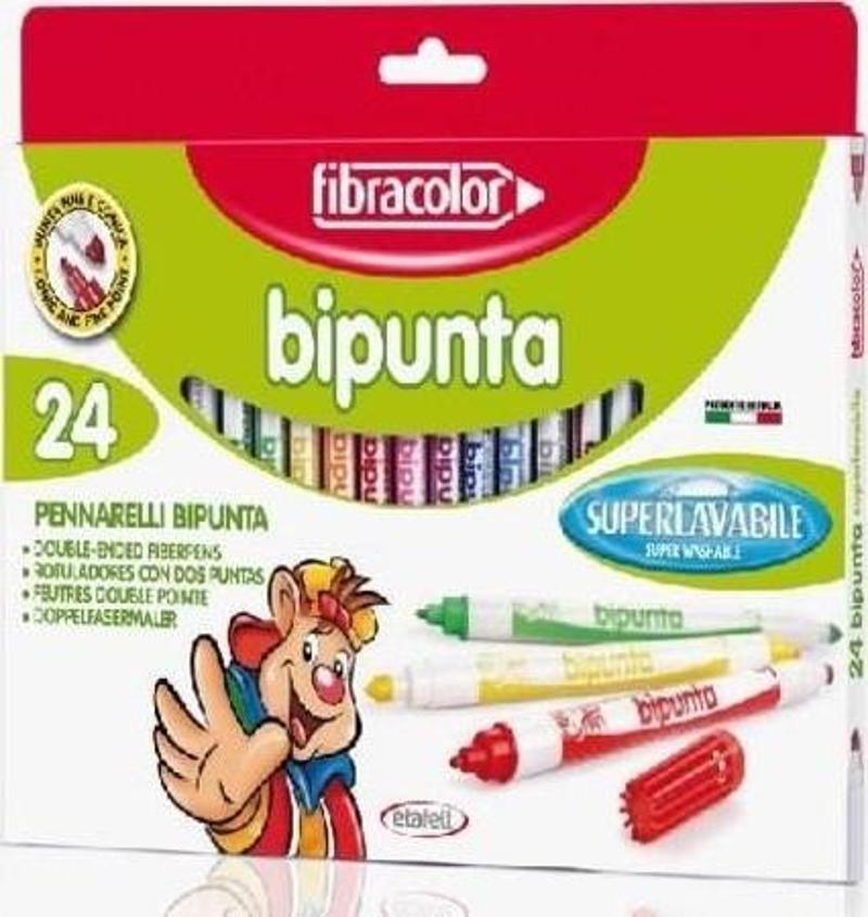 Bipunta Kalın+İnce Çift Uçlu Keçeli Kalem 24 Renk