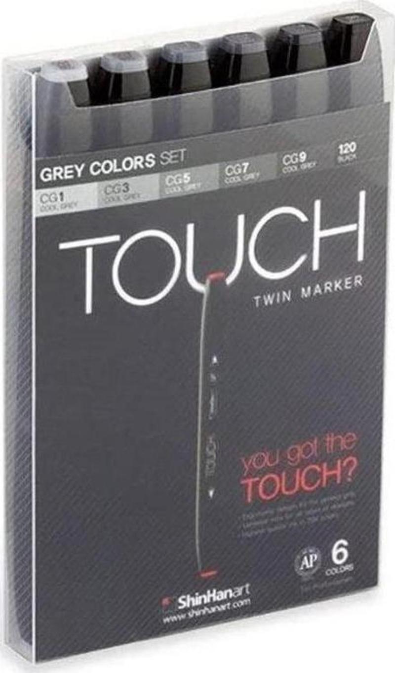 Touch Twin Marker 6 Renk Set GRİ TONLARI